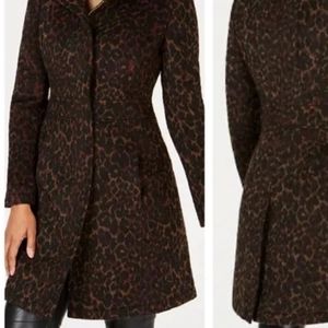 Via Spiga Animal Print Trench Coat - Brown and Black